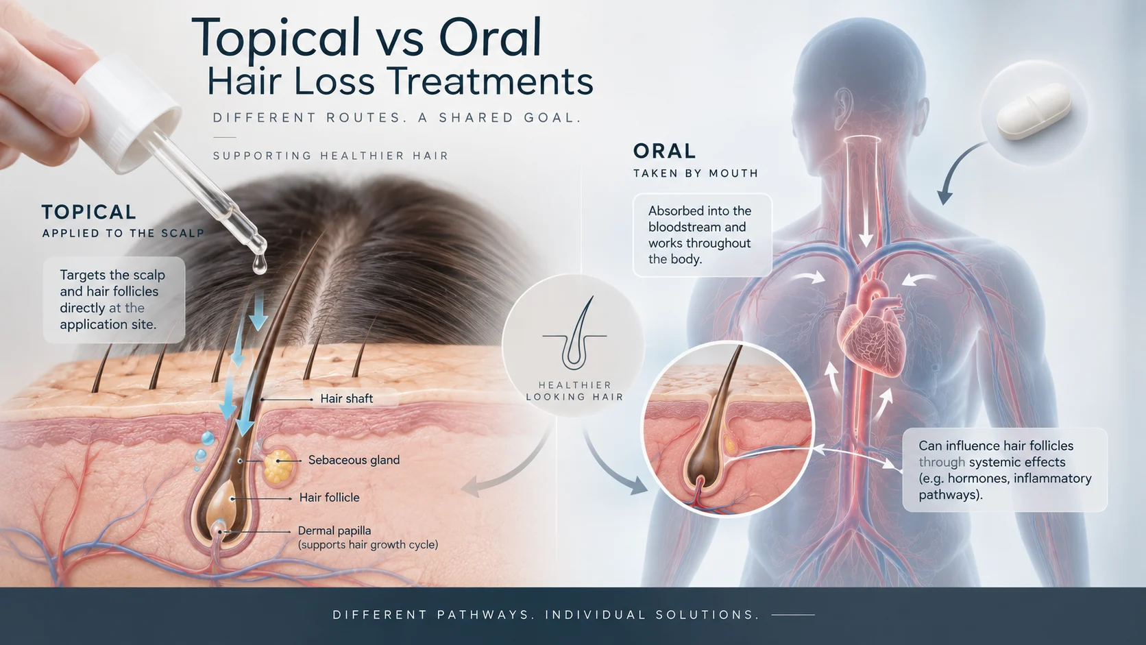 Comparison between topical and oral hair loss treatment approaches
